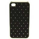 Coque Iphone 4G / 4S Matelassée noire strass