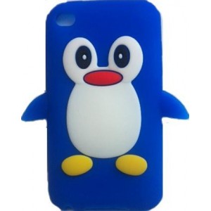 Coque Silicone Pingouin Ipod Touch 4 Bleu 