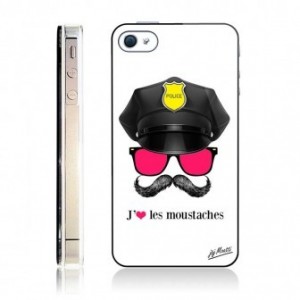 Coque iphone 4/4S Moustache cops Designer: J&J MOATTI 