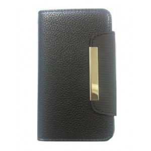 Housse portefeuille noire et marron Samsung Galaxy S2 I9100