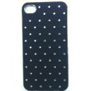 Coque Arrière Aluminium strass sur fond noir Apple Iphone 4 / 4S