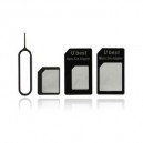 Adaptateur 4 en 1 blanc Carte Nano Sim, Carte Sim et Carte Micro Sim pour iPhone et iPad avec Epingle Ejection Sim