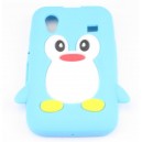 Coque Samsung Galaxy Ace bleu ciel pingouin Silicone