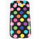 Coque Samsung galaxy S3 / I9300 noir semi rigide pois multicolor