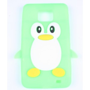 Coque Pingouin Samsung Galaxy S2 / I9100 Vert Silicone