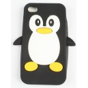 Coque IPhone 4/ 4S noir pingouin silicone