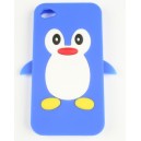 Coque Iphone 4/4s bleu pingouin silicone