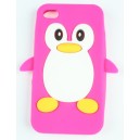 Coque iphone 4 / 4s pingouin rose fushia silicone