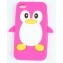 Coque iphone 4/ 4s rose fushia pingouin silicone