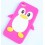 Coque iphone 4 / 4s pingouin rose fushia silicone