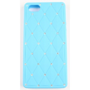 Coque iphone 5 bleu ciel avec strass silicone