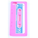 Coque iphone 5 cassette rose fushia silicone 