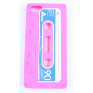 Coque iphone 5 rose fushia cassette silicone 