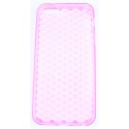 Coque iphone 5 rose pale silicone effet nid d'abeille