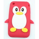 Coque Iphone 3G/ 3GS rouge pingouin Silicone