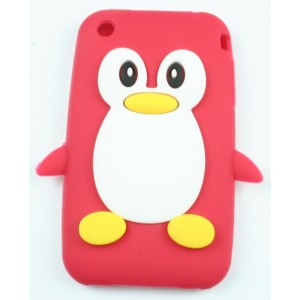 Coque Iphone 3G / 3GS pingouin rouge Silicone