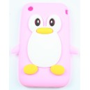 coque iphone 3G/ 3GS rose pale pingouin silicone