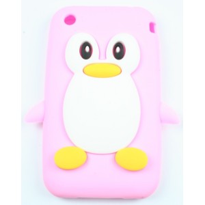 coque iphone 3g / 3gs pingouin rose pale silicone