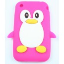 Coque Iphone 3G / 3GS pingouin rose fushia Silicone