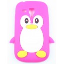 coque samsung galaxy s3 mini pingouin rose fushia silicone