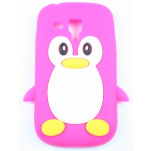 coque samsung galaxy s3 mini pingouin rose fushia silicone