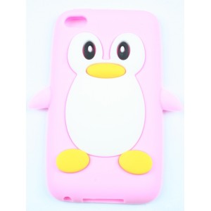 Coque Ipod Touch 4 rose pâle pingouin Silicone