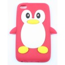 Coque ipod touch 4 rouge pingouin silicone