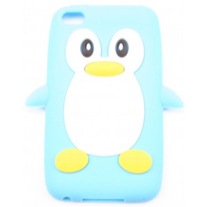 Coque Ipod Touch 4 Bleu Ciel pingouin Silicone