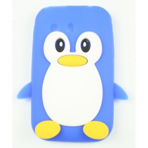 coque samsung galaxy y bleu pingouin silicone